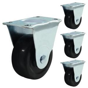 Murtenze 2 Inch Rubber Caster Wheels, Heavy Duty Fixed Casters Black Caster Wheels with Rigid Fixed Non-Swivel Top Plate for Furniture(Pack of 4)