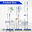 57" Rubber Broom for Pet Hair Removal, 2-in-1 Floor Brush & Squeegee, Extra Long Handle Fur Broom for Carpet, Hardwood, Tile & Windows | Pet Hair Remover with Lint Brush for Home & Auto Cleaning