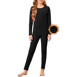 Arshiner Girls Thermal Underwear Set Long Johns Cold Weather Kids Base Layer Top Bottom, 130 CM