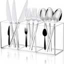 Acrylic Cutlery Storage Organizer Bin Clear Acrylic Silverware Caddy Utensil Holder 3 Compartment Cutlery Caddy Plastic Tableware Silverware Holder for Countertop Kitchen Party Buffet Picnic
