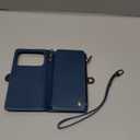 Defencase Compatible with iPhone 17 Pro Case Wallet with RFID Blocking Card Holder for Women Men, Fashion PU Leather Magnetic Snap Flip Zipper Strap Wallet Phone Case for iPhone 17 Pro 6.3", Dark Blue