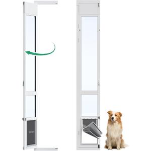 Eillion Medium Dog Door for Sliding Glass Doors, 91 7/ 16" to 96" Tall, 12.8" Wide, Aluminum Frame, Magnetic Seal, Perfect for Medium Pets Up to 40 lbs
