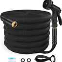 Flexible Garden Hose,Lightweight Water Hose with 10Function Spray,Portable Water Pipe Leak-Proof Kink Free Non-Shrinking Drinking Water Safe Hose Durable for Car Wash Patio Yard House (Black, 75FT)