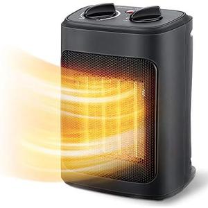 Space Heater, 1500W Electric Heaters Indoor Portable with Thermostat, PTC Fast Heating Ceramic Room Small Heater with Heating and Fan Modes for Bedroom, Office and Indoor Use