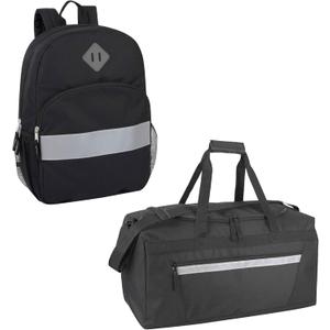 Heavy Duty Reflective Backpack with Reflective Hi Vis Duffle Bag 2 Piece Set for Travel