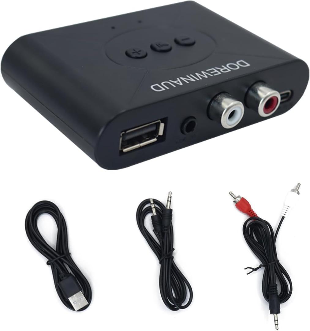 Bluetooth 5.3 Audio Receiver, Wireless Audio Receiver RCA Adapter for Stereo, USB Flash Drive/NFC One Key Connect/Car Speakers/Wireless Headphones Receiving Mode for Bluetooth Devices