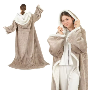 Goocoz Wearable Heated Blankets, Electric Snuggle Blanket with Foot Pockets, Sleeves, Hood, Waist Belt, 50"x70" Electric Heating Throw Blanket Wearable Heated Robe