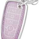 for Ford Key Fob Cover with Keychain, Soft TPU Protection Fob Case Compatible with Explorer Fusion Escape Edge Expedition F150 F250 F350 F450 F550 Maverick Mustang Smart Key, Purple