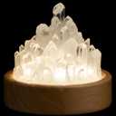 Healing Crystals Lamp with Wooden Light Base, Clear Quartz Night Lamp, Natural Healing Crystal Atmosphere Lamp, 8 Colours Dimming Mode Bedroom Lamp Suitable Night Light for Office Home Christmas Decor