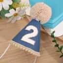 Simple 2nd Birthday Hat - Second Cone Hat,Two Years Old Decor Photo Props,Party Crown Outfit for Girls/Boys