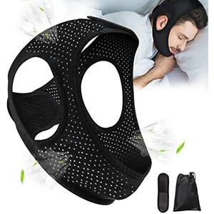 Forzacx Anti Snore Chin Strap - Breathable Chin Strap Snoring Solution, Effectively Reduce Snoring, Non-Stick Hair, Don't Fade - Black