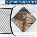 Elastic Cargo Net with Fixing Hooks D-Rings Luggage Cover for SUV Rear Trunk Bed Netting Cover Net Stretchable 32" x 24" Stretch to 63"x43"