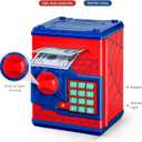 ATM Piggy Bank for Boys Girls, Vcertcpl Mini ATM Coin Bank Money Saving Box with Password, Kids Safe Money Jar for Adults with Auto Grab Bill Slot, Great Gift Toy Bank for Kids S Red