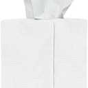 Tissue Box Cover, Cute Bleach White Linen Fabric Decorative Square Tissue Box Holder/Organizer for Bathroom Vanity Countertop/Office/Nightstand/Desk