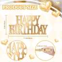 Novabright Happy Birthday Sign Centerpieces for Table Birthday Party Decorations for Women Bday Birthdays Themed Celebration Party Supplies(Gold,No Glitter), 11.81 x 5.91 x 0.59 inches