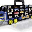 DICKIE TOYS - Truck Carry Case Playset 1:64 Scale Diecast - Hold up to 42 Cars - Includes 7 Cars, Helicopter, Big Rig and 18 Accessories -Ages 3+, 62 cm