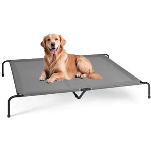 YSSOA Cooling Breathable Elevated Dog Bed, No-Slip Feet, Metal Frame, Indoor and Outdoor, Large Dogs, 60x37x9 Inch, Grey