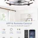 LEDIARY 24" Ceiling Fans with Lights and Remote, Modern Low Profile Ceiling Fan, 3 CCT, Stepless Dimmable, Fandelier Flush Mount Fan Light, 6 Speeds, DC Motor, App & Remote Control for Bedroom(Brown)