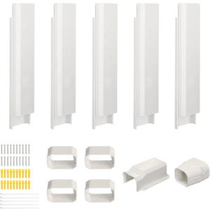 4" 7.5Ft Mini Split Line Set Cover, Plastic Line Kit for Outside Units, Mini Split Air Conditioner, Central AC and Heat Pump