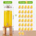 2 Gallon Large Drink Dispenser for Parties,Glass Beverage Dispenser with Stand,Glass Water Dispenser with Airtight Valve,Lemonade Dispenser for Fridge,Water, Juice,Punch,Cocktails,Ice Tea & Sun Tea-8L