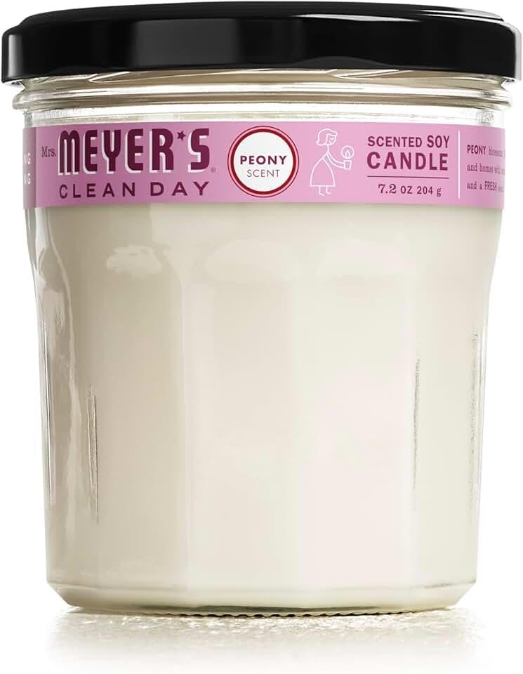 MRS. MEYER'S CLEAN DAY Soy Aromatherapy Candle, 35 Hour Burn Time, Made with Soy Wax and Essential Oils, Peony, 7.2 oz 3 Pack