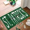 St. Patricks Day Door Mat - Happy St. Patricks & Tiny Shamrock Print Non Slip Low Profile Porch Patio Entrance Front Doormat for Irish Home Decor 17" x 30"