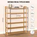 6-Tier Bamboo Shoe Rack, Free Standing Shoe Racks for Entryway & Closet, Holds up to 18-24 Pairs of Shoes 26.8" x 37.4" x 9.1"