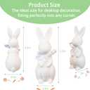 Easter Bunny Decorations, Flocked Bunnies Figurine with Soft Velvet Texture, 5.5" Resin Rabbit Ornaments, Spring Decor for Home Office Table Centerpiece Gift (Pink&White)