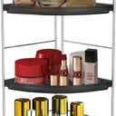 3-Tier Corner Bathroom Sink Countertop Organizer Storage Shelf Stackable Organizer for Cosmetics, Bathroom, Kitchen, Counter-Kitchen Spice Rack-Vanity Tray Makeup Shelf Holder,Black