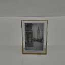 Isaac Jacobs 5x7, Antique Gold, Vintage Style Brass and Glass, Floating Photo Frame, Metal, (Vertical), with Locket Closure and Angled Base, for Pictures, Art, Mementos, Keepsakes (5x7, Antique Gold)