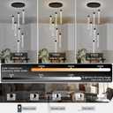 Crystal Staircase Chandelier, Modern Black Spiral Dimmable LED Cluster Raindrop Foyer Chandelier Lighting, Bubble Living Room Hanging Light Fixture 7 Light Remote Control, 11.8 Inches