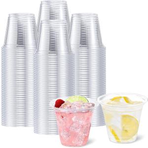 BYSNOW 250 Pack 9 oz Clear Plastic Cups, Disposable Cups for Party, Sturdy & Food Safe Plastic Wine Cups for Cocktail, Juice, Punch (9oz 250pack)