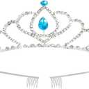 Oblihumoy Blue Tiara Crowns for Girls and Women Rhinestone Princess Pink Crystal Crown for Brides Bridal Wedding Birthday Prom Quinceanera