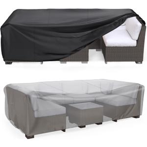 Heavy Duty Patio Furniture Covers Waterproof, Mrrihand Patio Furniture Outdoor Sectional Sofa Set , Patio Table and Chair Set Cover 89.7"L62.2"W28.3"H (Black)