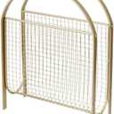 MyGift Mid-Century Design Magazine Rack, Matte Black Tone Metal Mesh Freestanding Magazine Organizer Holder Sling (Brass)