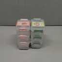 ISKYBOB 6 Pack Small Storage Bins with Lids, Mini Stackable Plastic Containers Colorful Bead Organizer Latch Box Containers for Organizing Craft, Small Items, Green+Pink