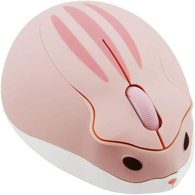 2.4GHz Wireless Mouse Cute Hamster Shape Less Noice Portable Mobile Optical 1200DPI USB Mice Cordless Mouse for PC Laptop Computer Notebook MacBook Gaming Kids Girl Men Women Adults Gift (Pink)