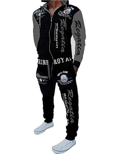 Riskrole Men’s Hoodie Tracksuit Set 2 Pieces Casual Athletic Warm Sweatsuits Zip up Outfits, Size L