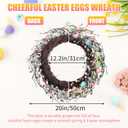 Easter Egg Wreath for Front Door, 20 inch Farmhouse Easter Wreath with Colorful Pastel Eggs, Wooden Rabbit, Spring Wreath for Easter Wall Decor Holiday Decoration