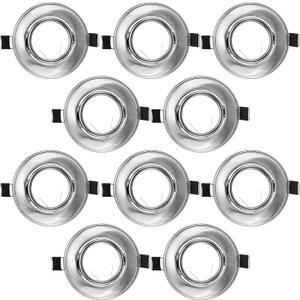 MR16 Spot Light Fixture Halogen LED Mounting Bracket Bulb Holder Kitchen Bathroom Under Cabinet Counter Housing Recessed Lighting GU5.3 Socket Wiring Dimmable (Polished Stainless Steel Silver) 10 Pack