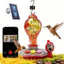 Hummingbird Feeder with Camera, Smart Glass Humming Bird Feeder Camera Solar Powered, AI Identify and Instant Notifications, 2K Live View, Leak-Proof Ant & Bee Proof