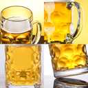 Encheng Glass Beer Stein Mugs Jumbo Mugs,German Beer Mug With Handle 1.2Liter,Big Freezable Glass Mug 40oz,Extra Large German Beer Glasses BPA Free,Dishwasher Safe 2 Pack