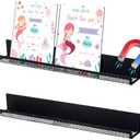 Fulmoon Magnetic Book Shelf for Whiteboard Classroom 24 Inches Metal Floating Book Display Shelf Holder Magnetic Bookshelf Magnet Refrigerator Organizer for Room Teacher(Black) Pack of 4
