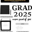 3 x Graduation Decorations 2025 Deals,Balloon Boxes with Grad Cap Topper Black Kit for Graduation Party Decorations Props Backdrop-4Pcs Boxes with Letters Grad Hat Topper Decor-Class of 2025 Party Favors