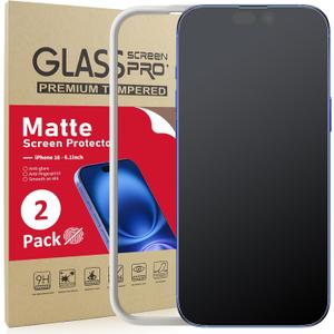 Ambison 2 Pack Matte Glass Screen Protector for iPhone 16/iPhone 15 (6.1 inch), Anti-Glare & Fingerprint, 9H Tempered Glass Film with Easy Installation Tool, Bubble Free, Smooth as Silk