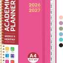 Planner 2026-2027 for Women & Men, Academic Monthly and Weekly Calendar Planner, Jul 2026 - Jun 2027, A4 (8.5" x 11"), Teacher Student Planning Book with Tabs, Ideal for Office School Supplies - Berry Pink