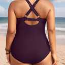 Aqua Eve Plus Size One Piece Swimsuit - Women's Tummy Control Bathing Suit Retro Full Coverage Swimwear 2025 (Purple, L)