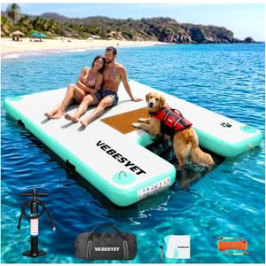 Inflatable Floating Dock for Adults & Dogs, 6-Inch Platform 5ft × 6ft × 6"