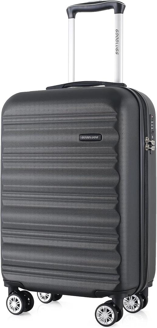 20-Inch Carry-on Luggage with Spinner Wheels and TSA Lock, Airline Approved Lightweight Hardside Suitcase for Travel, Hardshell Suit Case, 20", Black