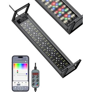 Pawfly Aquarium Light for Plants, 20 W Bluetooth Fish Tank Light, Full Spectrum Aquarium Lights for 18"-24" Fish Tanks, Extendable 24/7 LED Lights with Timer Modes & Adjustable Brightness (App control)